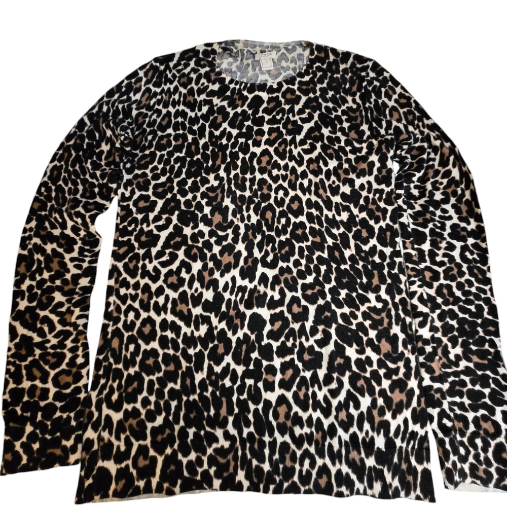 J.Crew women's leopard print long-sleeved shirt. Size XS in black, brown cream